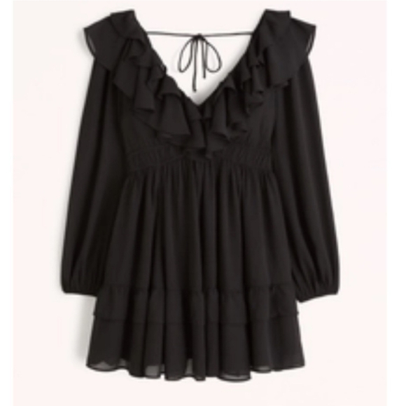 Abercrombie & Fitch Dresses & Skirts - Abercrombie And Fitch Black Ruffle Mini Dress NEW Size MT